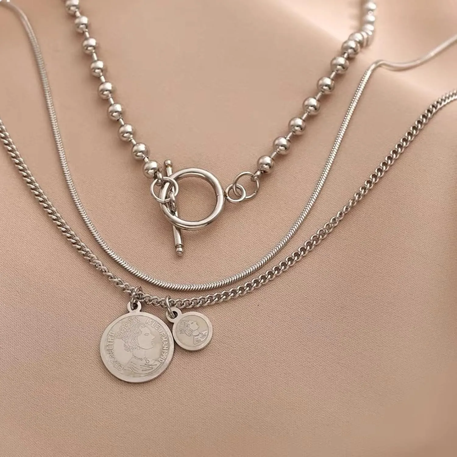 Choistily Gold Layered Necklaces for Women Gold Necklace Stack Dainty Necklace for Women Layering Herringbone Paperclip Necklace for Women Charm Necklace Gold Jewelry Gifts for Women