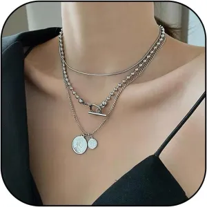 Choistily Gold Layered Necklaces for Women Gold Necklace Stack Dainty Necklace for Women Layering Herringbone Paperclip Necklace for Women Charm Necklace Gold Jewelry Gifts for Women
