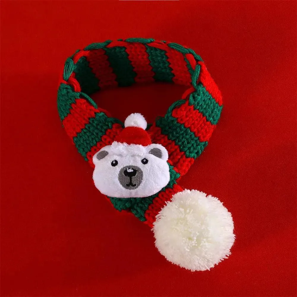 Christmas Pet Scarf & Hat with Bear Decoration