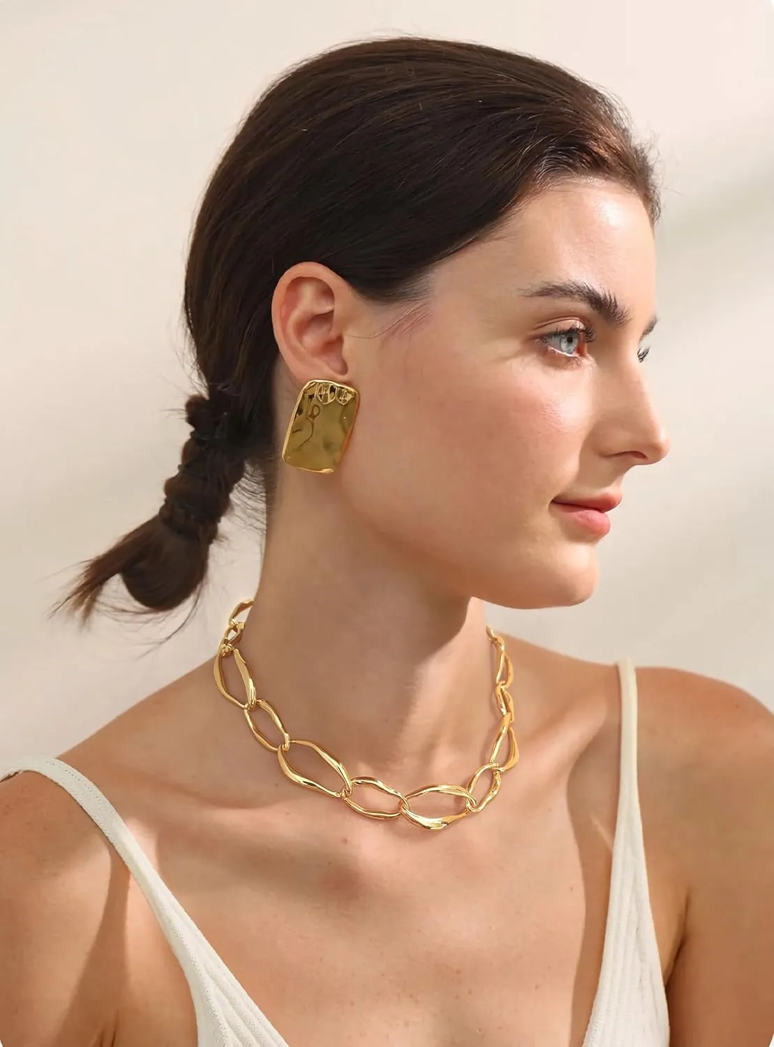 Chunky Gold Chain Necklace Cuban Chain Link Thick Paperclip Chain Heart Chain Choker Necklace for Gift Fashion Jewelry