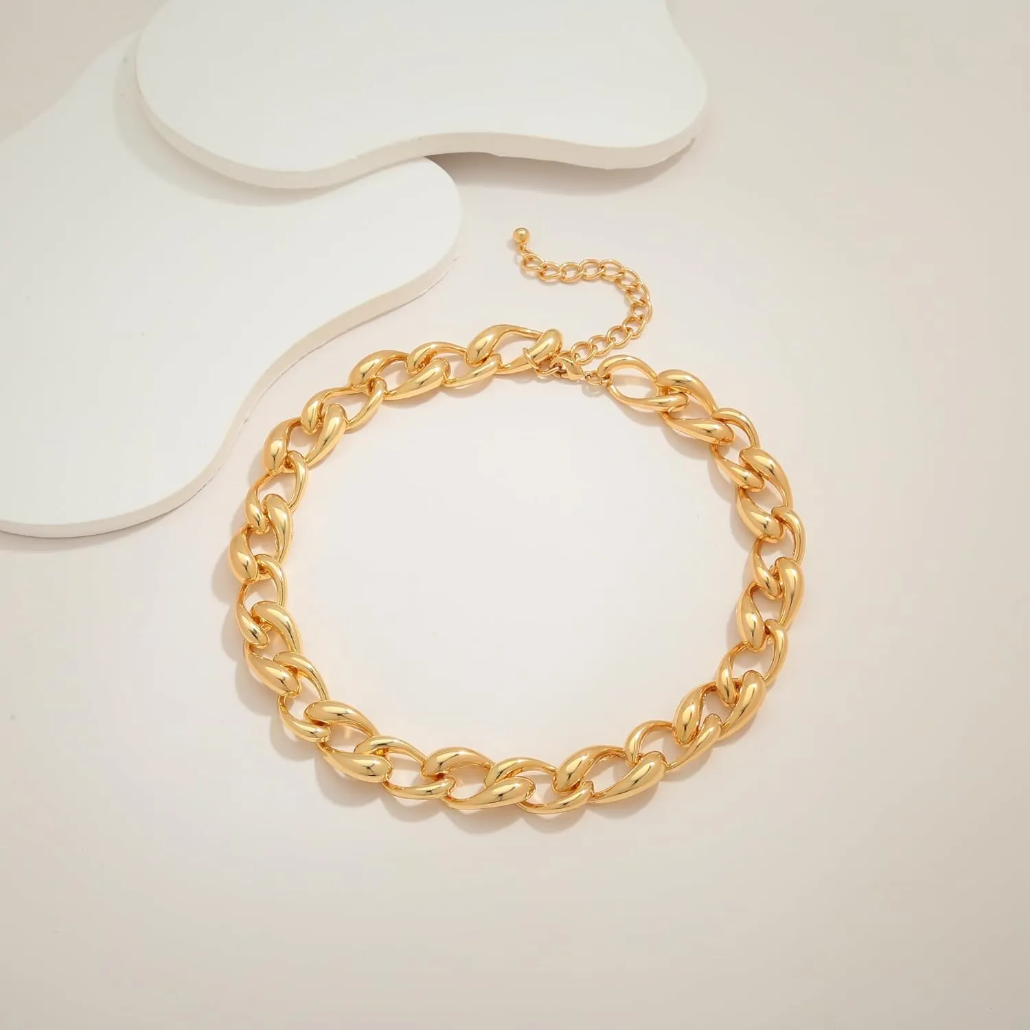 Chunky Gold Chain Necklace Cuban Chain Link Thick Paperclip Chain Heart Chain Choker Necklace for Gift Fashion Jewelry