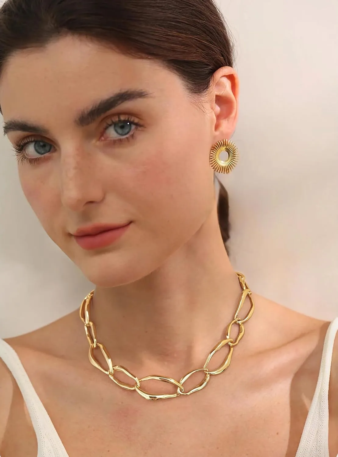 Chunky Gold Chain Necklace Cuban Chain Link Thick Paperclip Chain Heart Chain Choker Necklace for Gift Fashion Jewelry