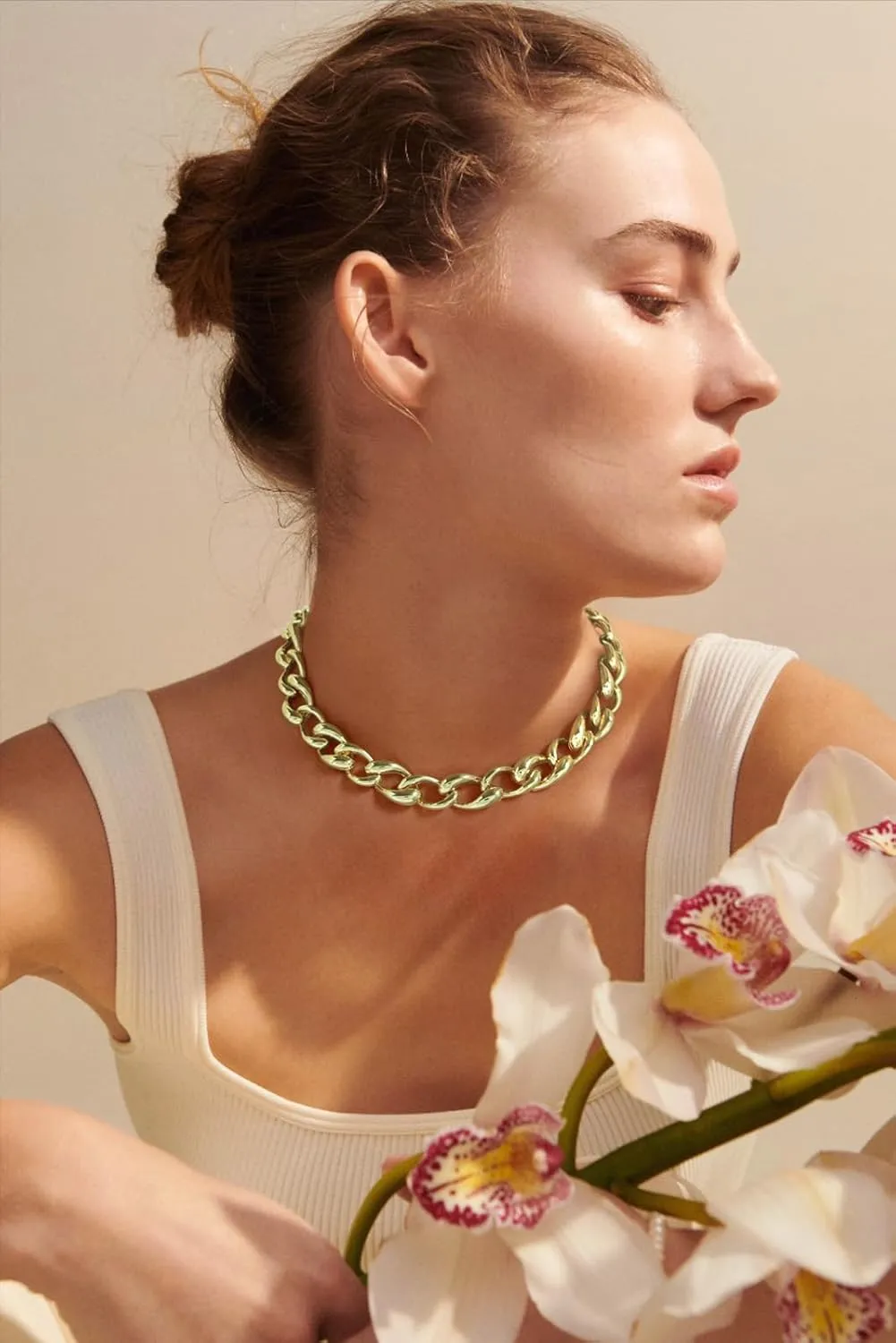 Chunky Gold Chain Necklace Cuban Chain Link Thick Paperclip Chain Heart Chain Choker Necklace for Gift Fashion Jewelry