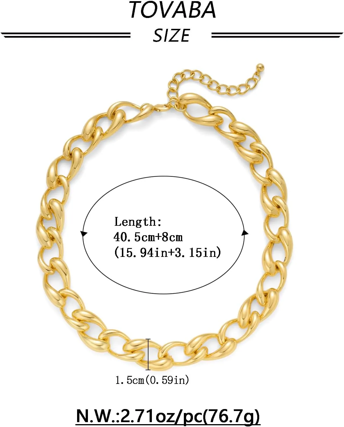 Chunky Gold Chain Necklace Cuban Chain Link Thick Paperclip Chain Heart Chain Choker Necklace for Gift Fashion Jewelry
