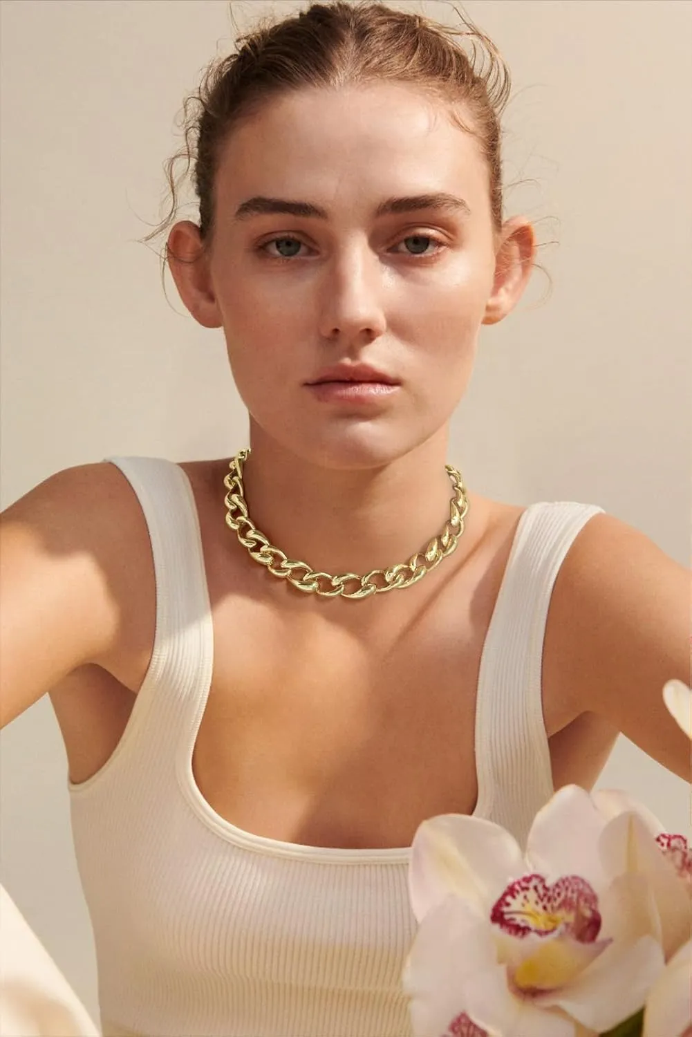 Chunky Gold Chain Necklace Cuban Chain Link Thick Paperclip Chain Heart Chain Choker Necklace for Gift Fashion Jewelry