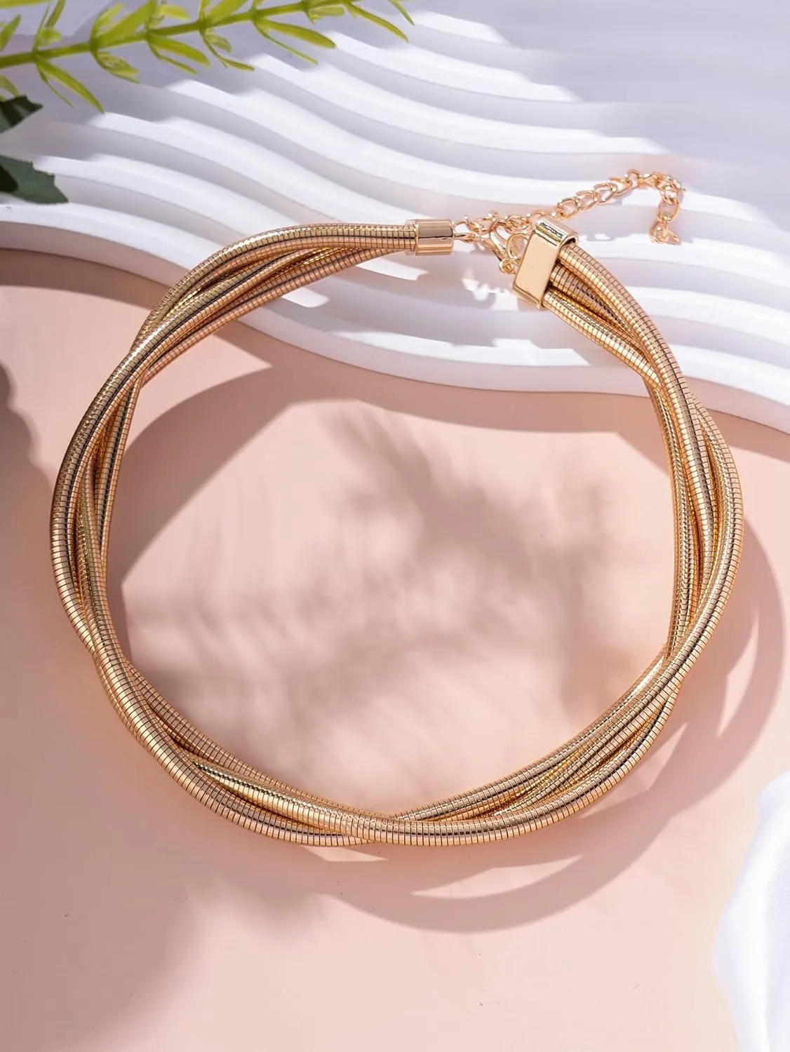 Chunky Gold Chain Necklace for Women,Gold Statement Snake Chain Choker Trendy Gold Layered Necklace Thick Gold Statement Necklace Jewelry