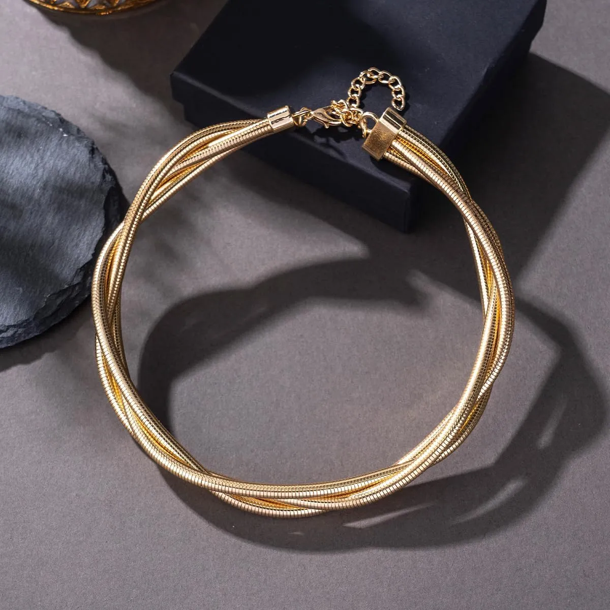 Chunky Gold Chain Necklace for Women,Gold Statement Snake Chain Choker Trendy Gold Layered Necklace Thick Gold Statement Necklace Jewelry