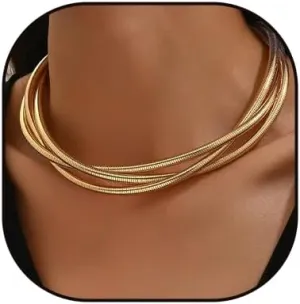 Chunky Gold Chain Necklace for Women,Gold Statement Snake Chain Choker Trendy Gold Layered Necklace Thick Gold Statement Necklace Jewelry