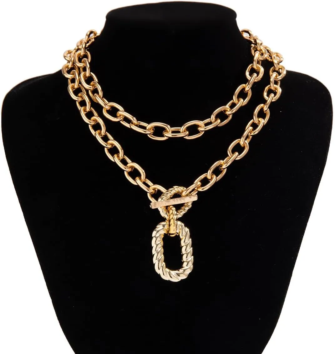 Chunky Gold Necklace for Women Layered Necklaces Silver Statement Necklace for Women Chain Choker Necklace Trendy Statement Jewelry