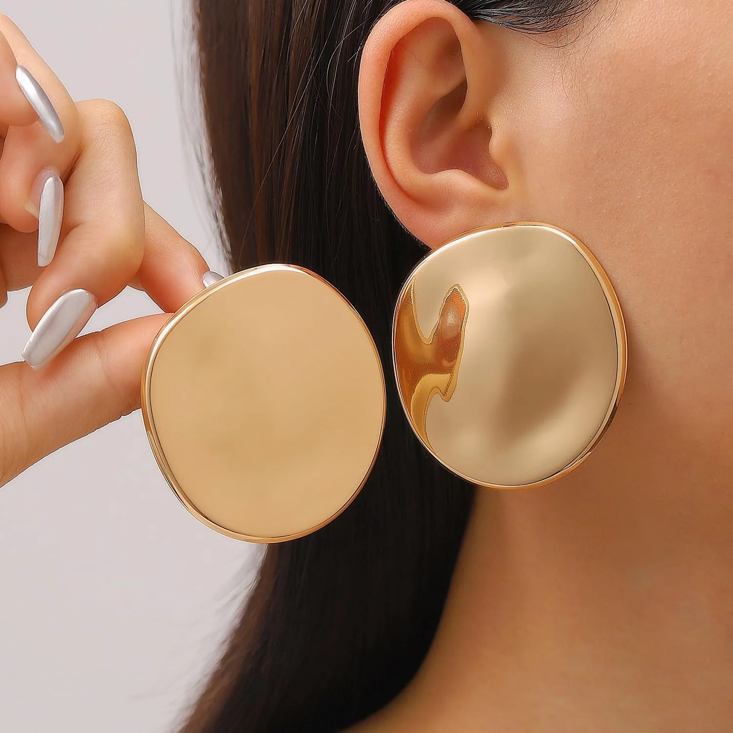 Chunky Gold Statement Earrings for Women Exaggerated Drop Earrings Silver Minimalist Earrings Jewelry
