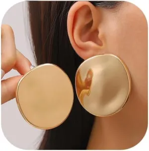 Chunky Gold Statement Earrings for Women Exaggerated Drop Earrings Silver Minimalist Earrings Jewelry