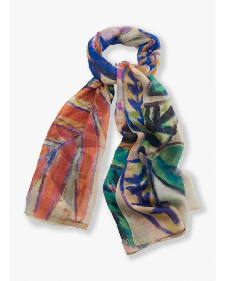 Cinzia Rocca Silk Orange Floral Maxi Scarf