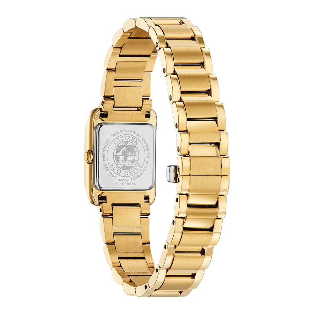Citizen Bianca Womens Gold-Tone Stainless Steel Bracelet Band White Quartz Dial Watch - EW5552-53D