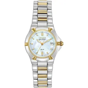 Citizen Eco-Drive Ladies Silhouette Two Tone RIVA MOP Diamond Dial Watch