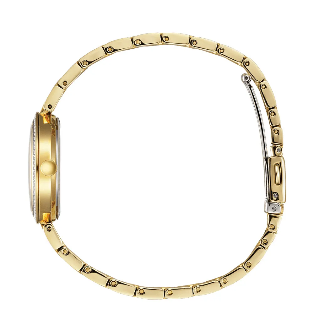 Citizen Eco Drive Women's Silhouette Crystal Accent Two Tone Mother-of-Pearl Quartz Dial Watch - EM0844-59D