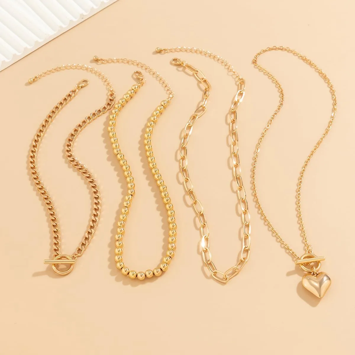 CJIAYUJEW Black Layered Necklace Paperclip Gold Silver Chain Necklaces Stack Coin Heart Chunky Gold Pendant Necklace Dainty Cuban Chain Jewelry