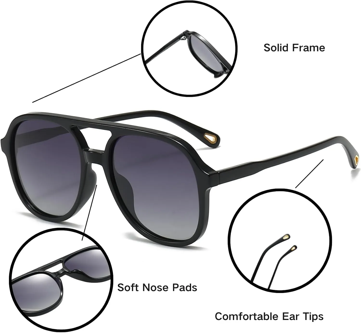 Classic Retro Polarized Sunglasses for Women Men UV 400 Protection