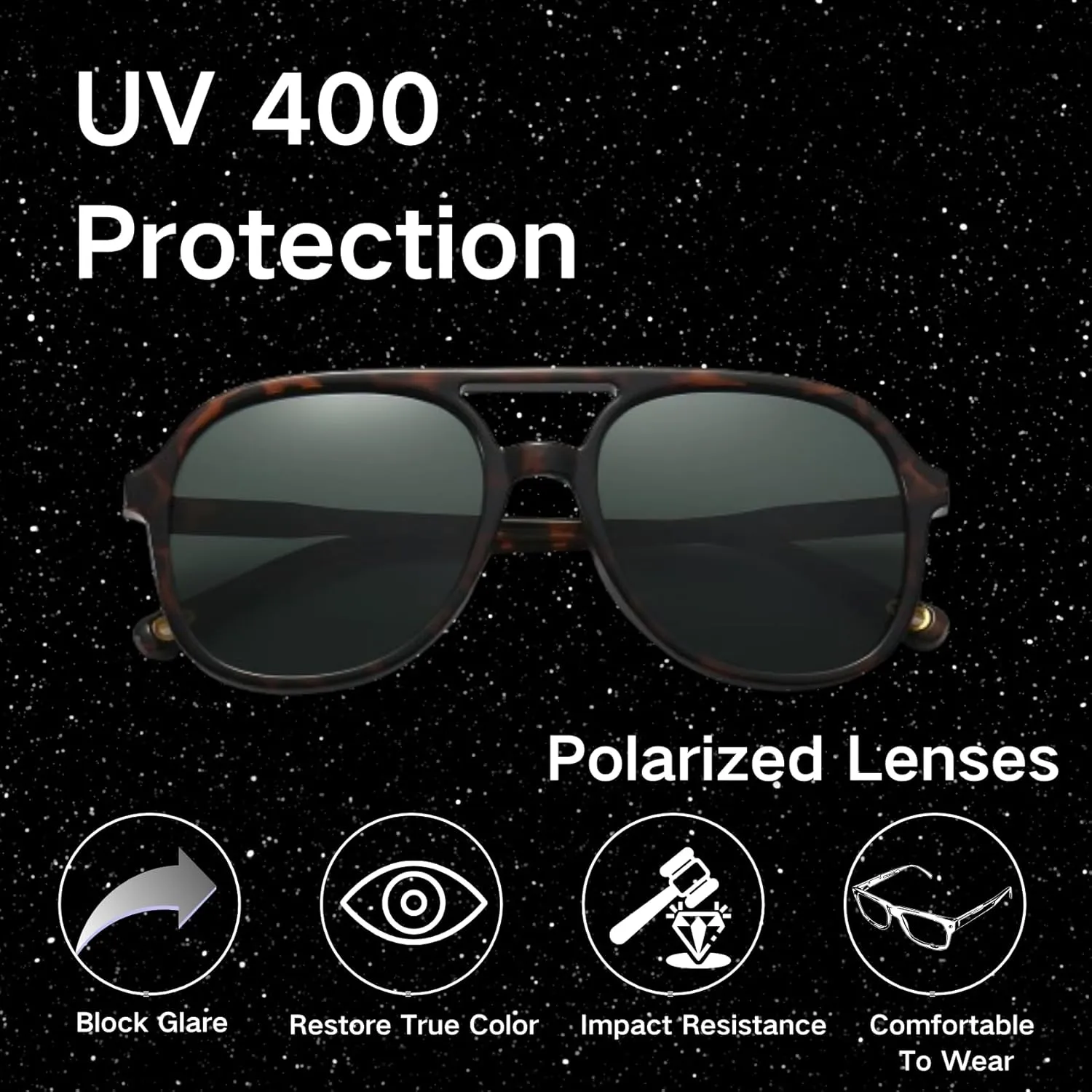 Classic Retro Polarized Sunglasses for Women Men UV 400 Protection