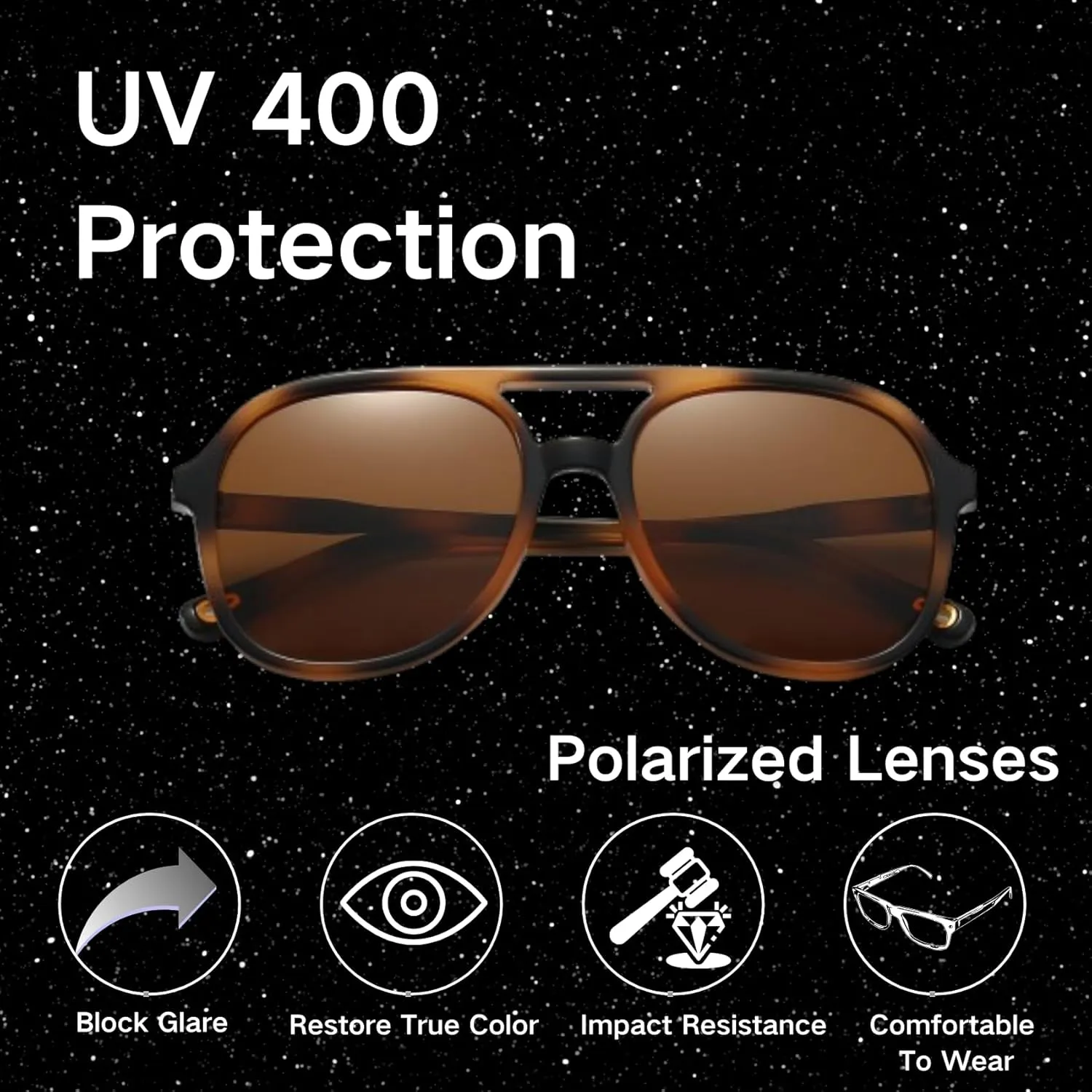 Classic Retro Polarized Sunglasses for Women Men UV 400 Protection