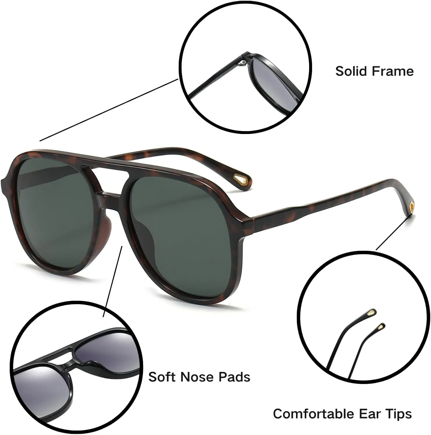 Classic Retro Polarized Sunglasses for Women Men UV 400 Protection