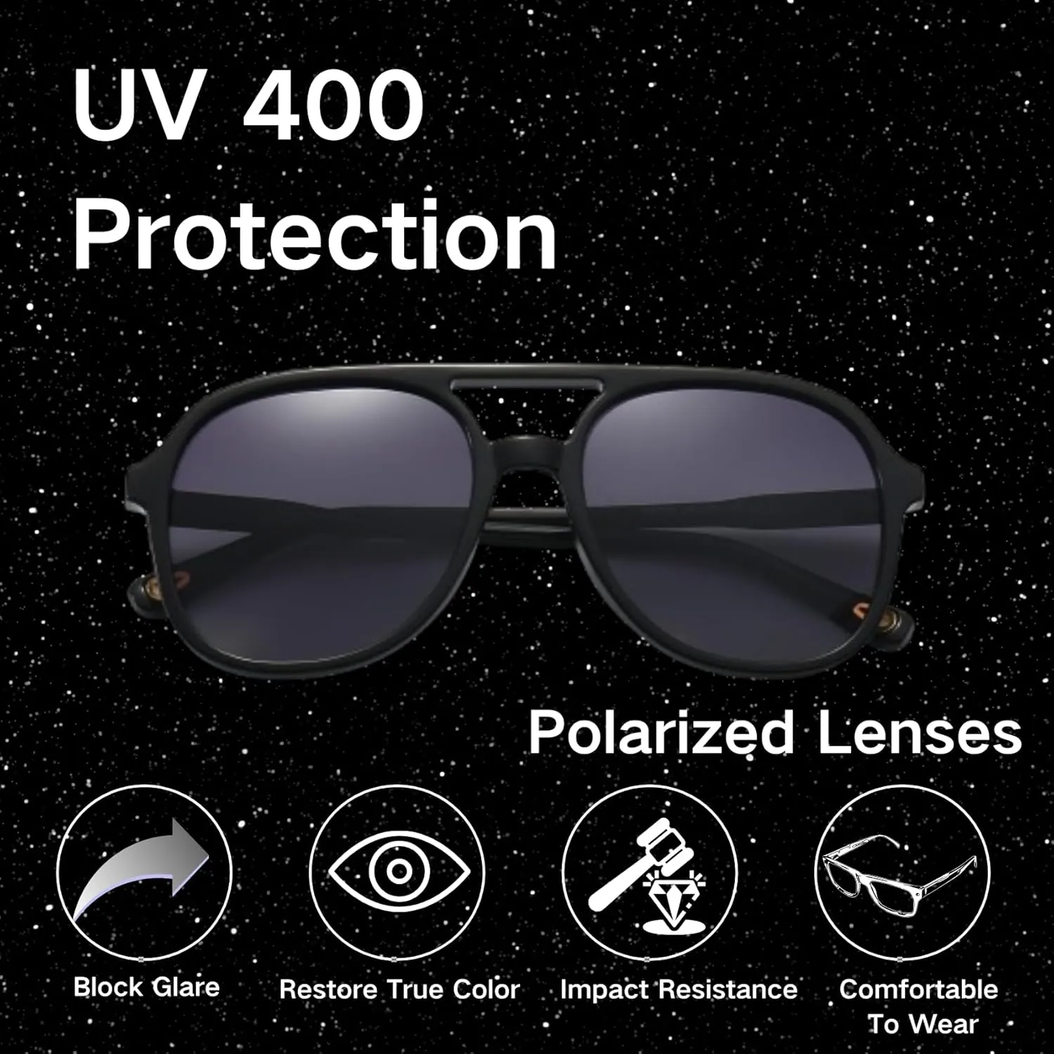 Classic Retro Polarized Sunglasses for Women Men UV 400 Protection