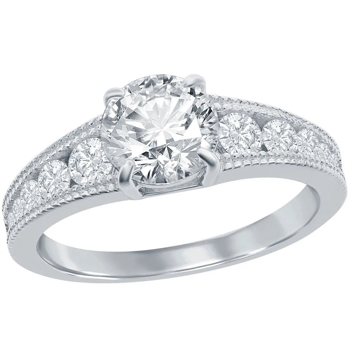 Classic Women's 7mm Round Channel Set Band Ring - W-2851