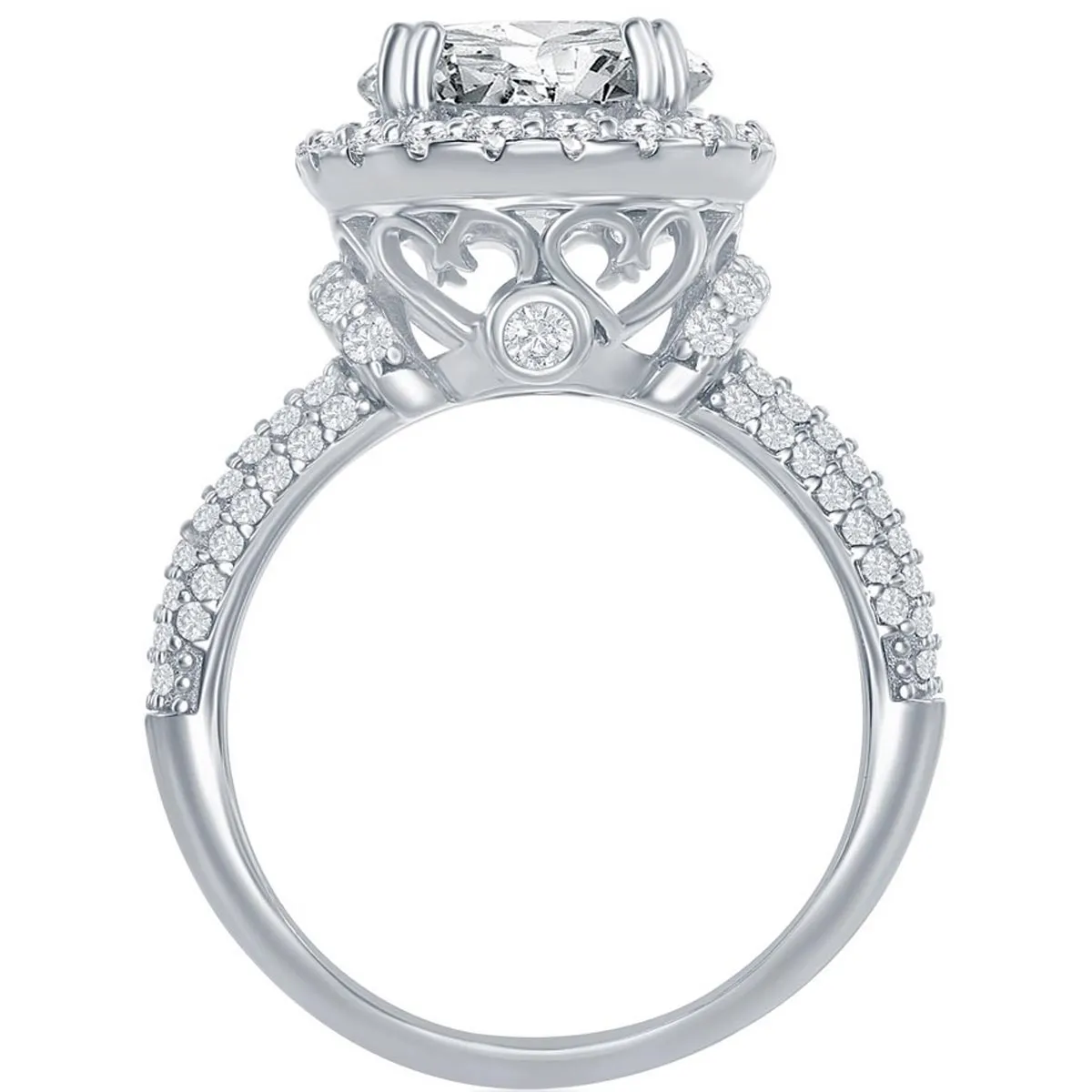 Classic Women's Crown Set Micro Pave CZ Ring - W-2633