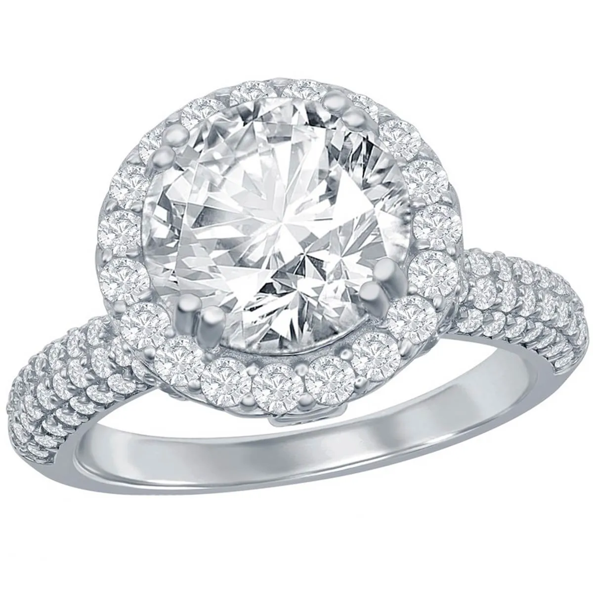 Classic Women's Crown Set Micro Pave CZ Ring - W-2633