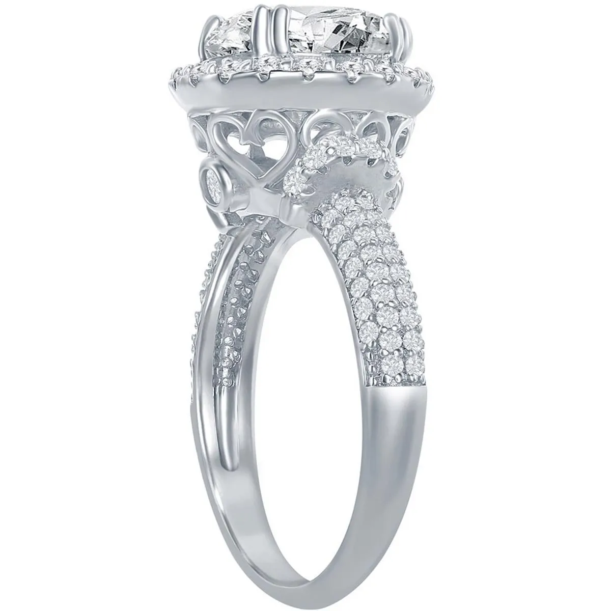 Classic Women's Crown Set Micro Pave CZ Ring - W-2633