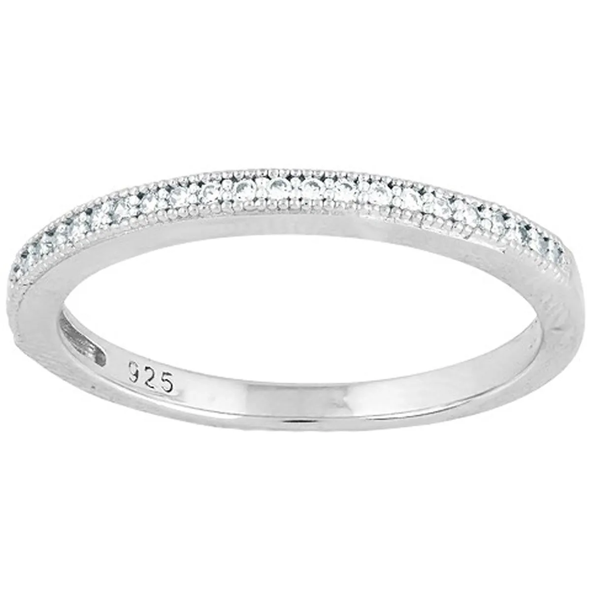Classic Women's Micro Pave CZ Thin Band Ring - W-9318