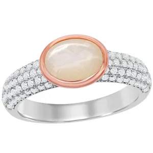 Classic Women's Rose Gold MOP Micro Pave CZ Ring - W-2042