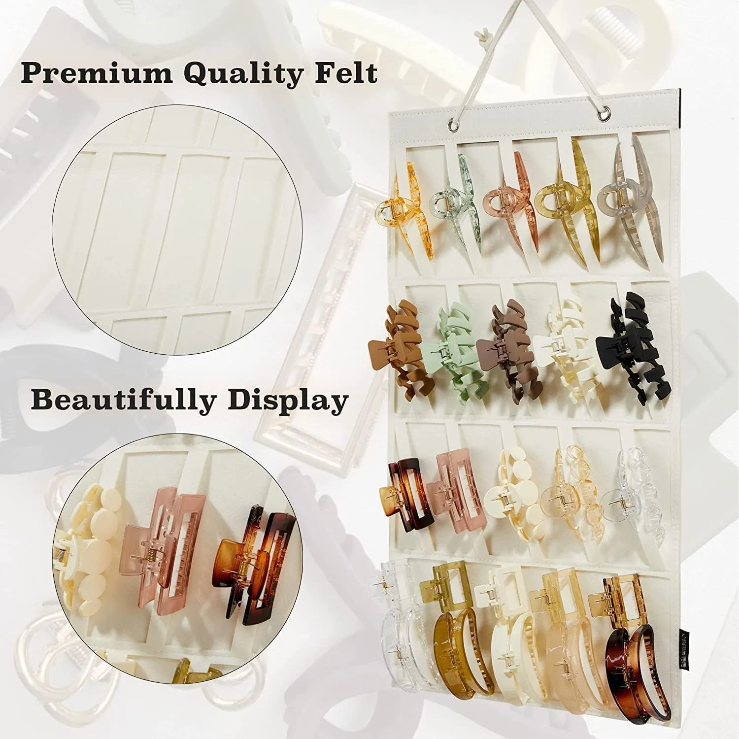 Claw Clip Organizer Holder for Women Girls, Hanging Hair Clip Stand Storage Holder for Wall, Door, Closet, Big Claw Clip Display for Girls