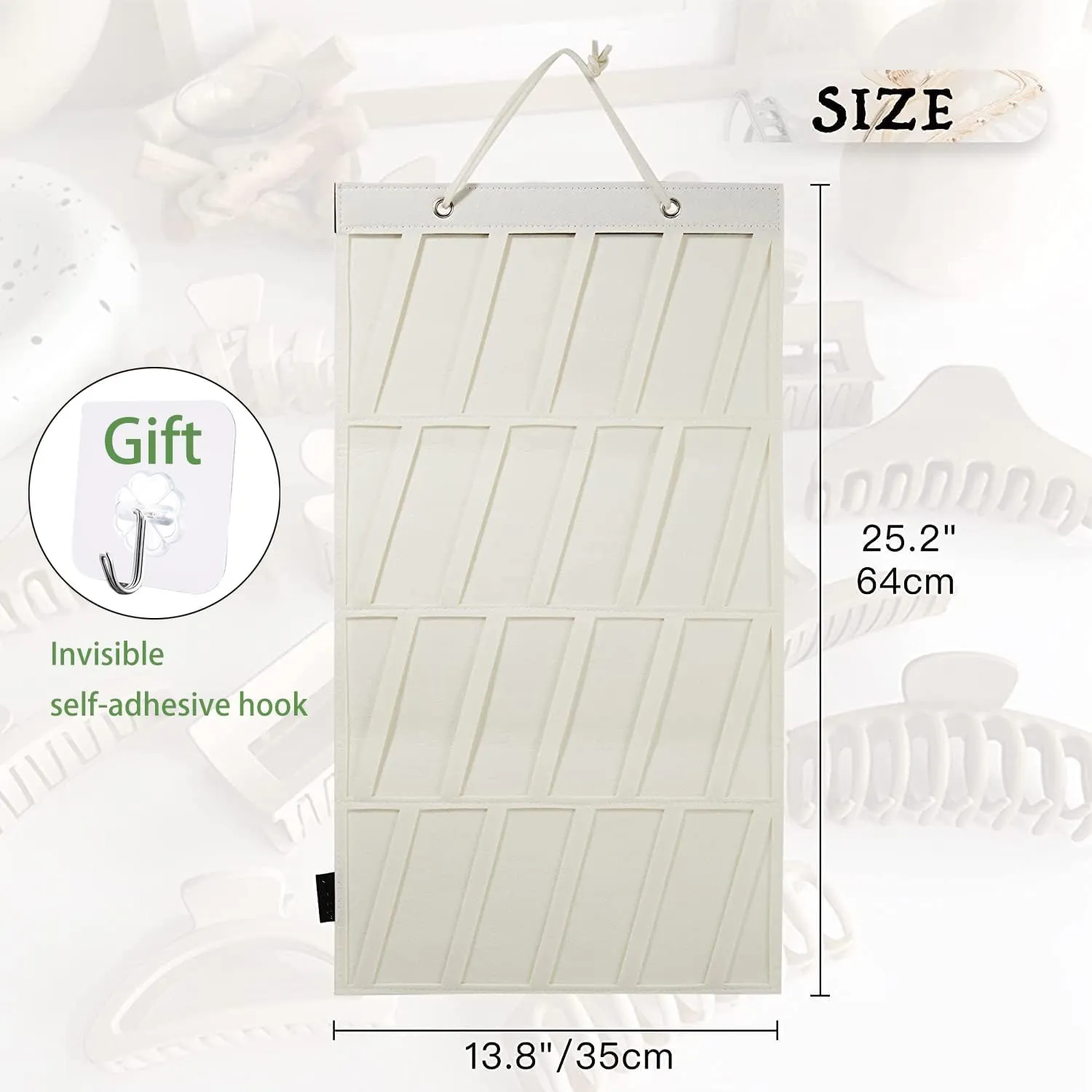Claw Clip Organizer Holder for Women Girls, Hanging Hair Clip Stand Storage Holder for Wall, Door, Closet, Big Claw Clip Display for Girls