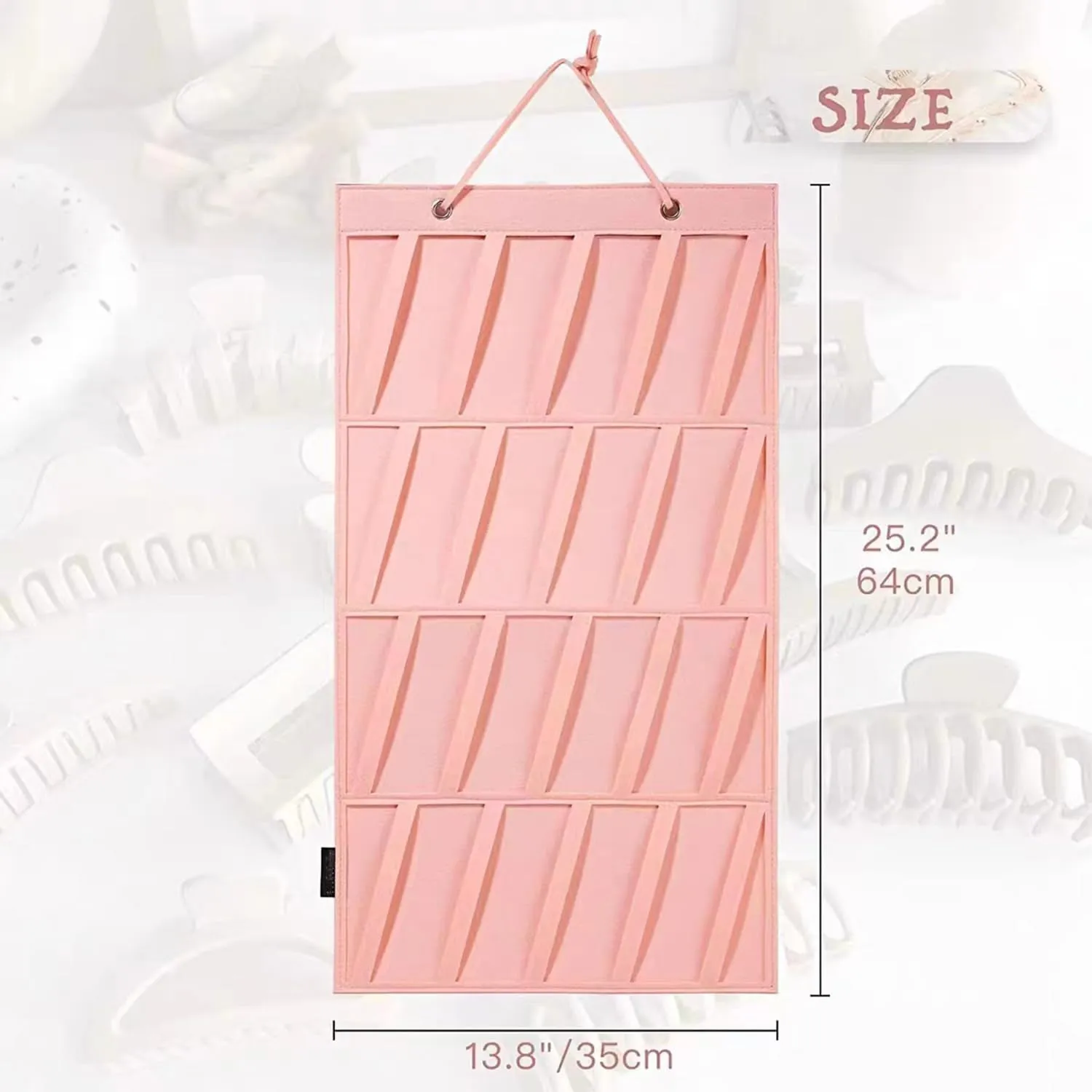 Claw Clip Organizer Stand Pink Hanging Hair Claw Clips Organizer Gifts for Girls Pack of 1 180g 25"