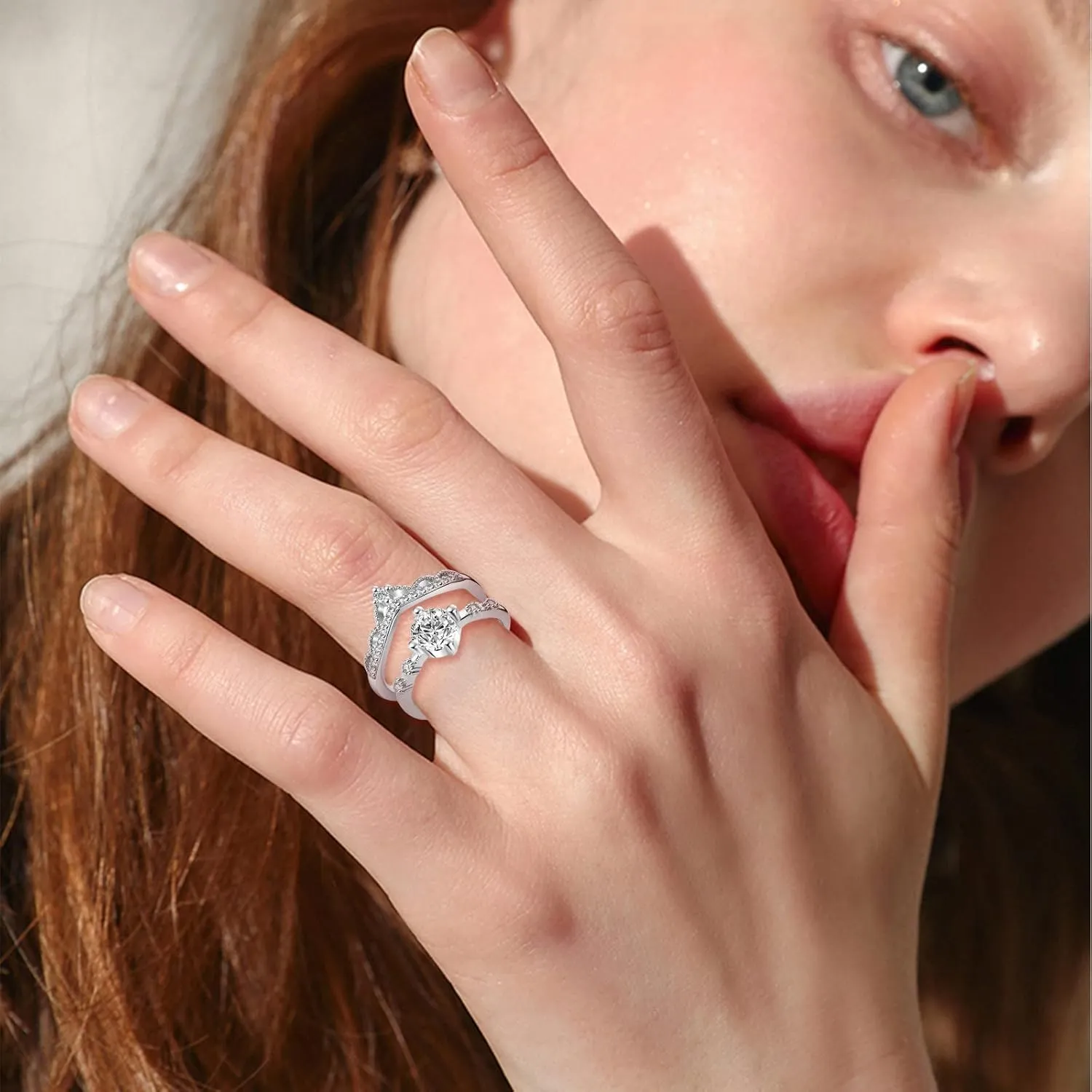 Cocktail Eternitys Ring Promise Bands for Women Index Ring Wind Adjustable Cold Joint Ring Light Opening Luxury Female Finger Personality Fashion Finger Aesthetic for Teen Girls (White, One Size)