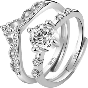 Cocktail Eternitys Ring Promise Bands for Women Index Ring Wind Adjustable Cold Joint Ring Light Opening Luxury Female Finger Personality Fashion Finger Aesthetic for Teen Girls (White, One Size)