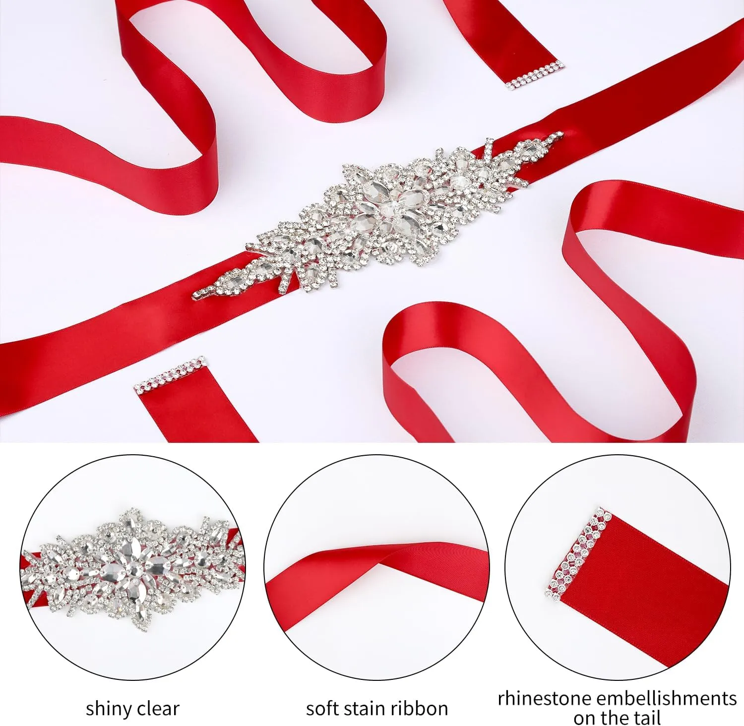 CoFashion Women's Belts Rhinestone Belt for Dresses Rhinestone Bridal Belt for Wedding