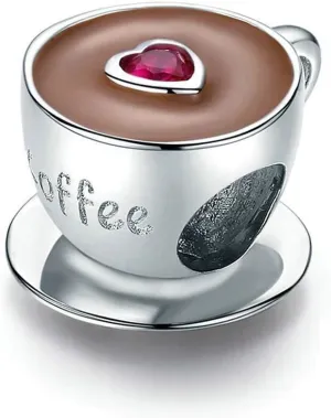 Coffee Cup Charm 925 Sterling Silver Mug Love Wine Bottle Family Mom Heart Birthstone Charm for Pandora Charm Bracelet