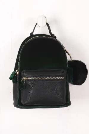 Colorblock Velvet Pom Pom Mini Backpack