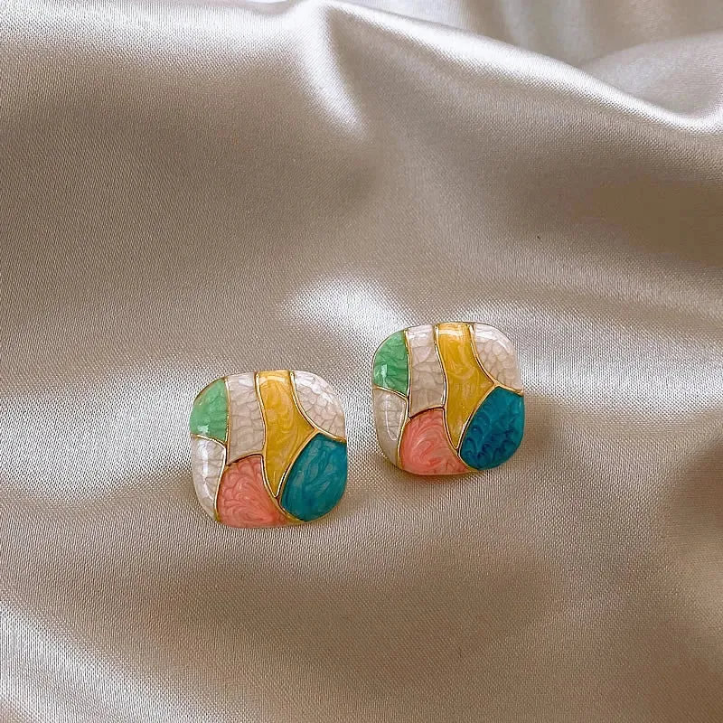 Colorful Geometric Stud Earrings
