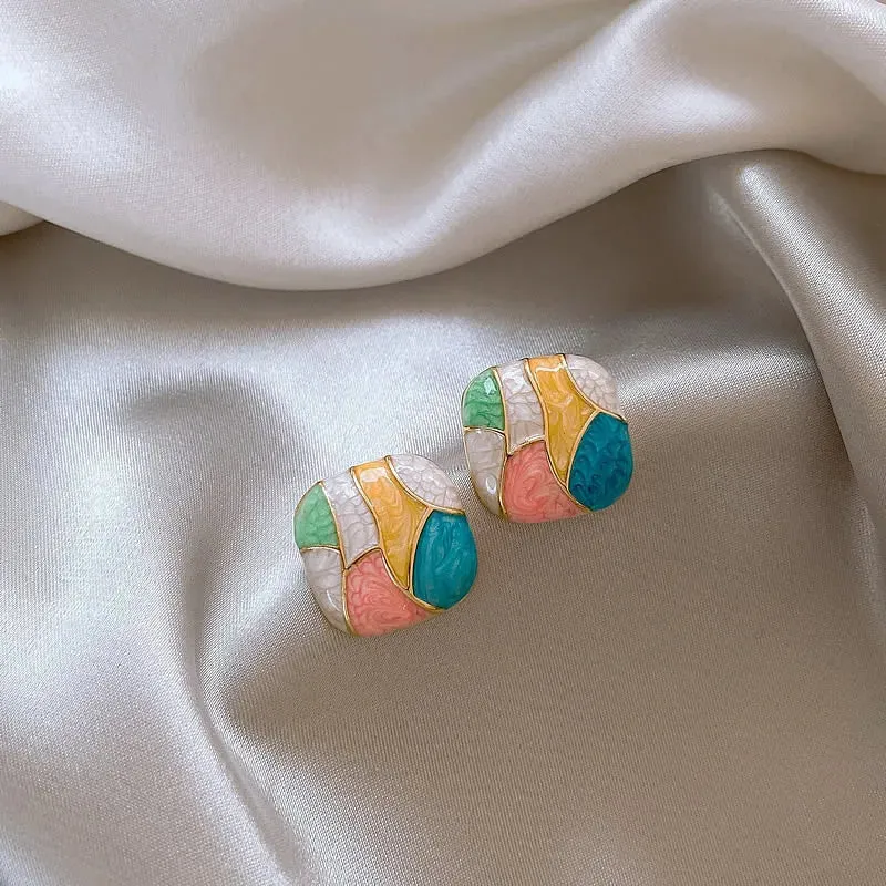 Colorful Geometric Stud Earrings