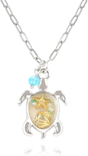 Colorful Pendant Necklace for Women Vintage Sparkly Rhinestone Choker Necklace Gold Chain Adjustable Statement Necklace Summer Beach Jewelry Gift,Hummingbird, Rainbow Heart, Silver Turtle