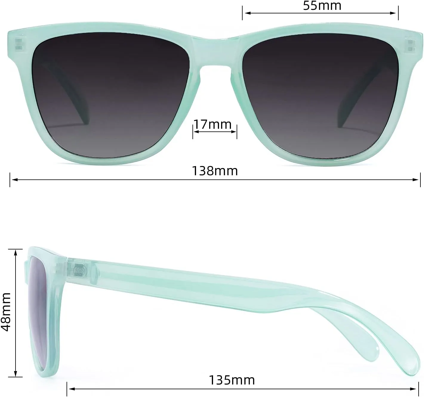 COLOSSEIN Sunglasses Womens,Classic Square Frame UV400 Mirrored Lens,Sunglasses Fit For Beach,Vacation,Driving