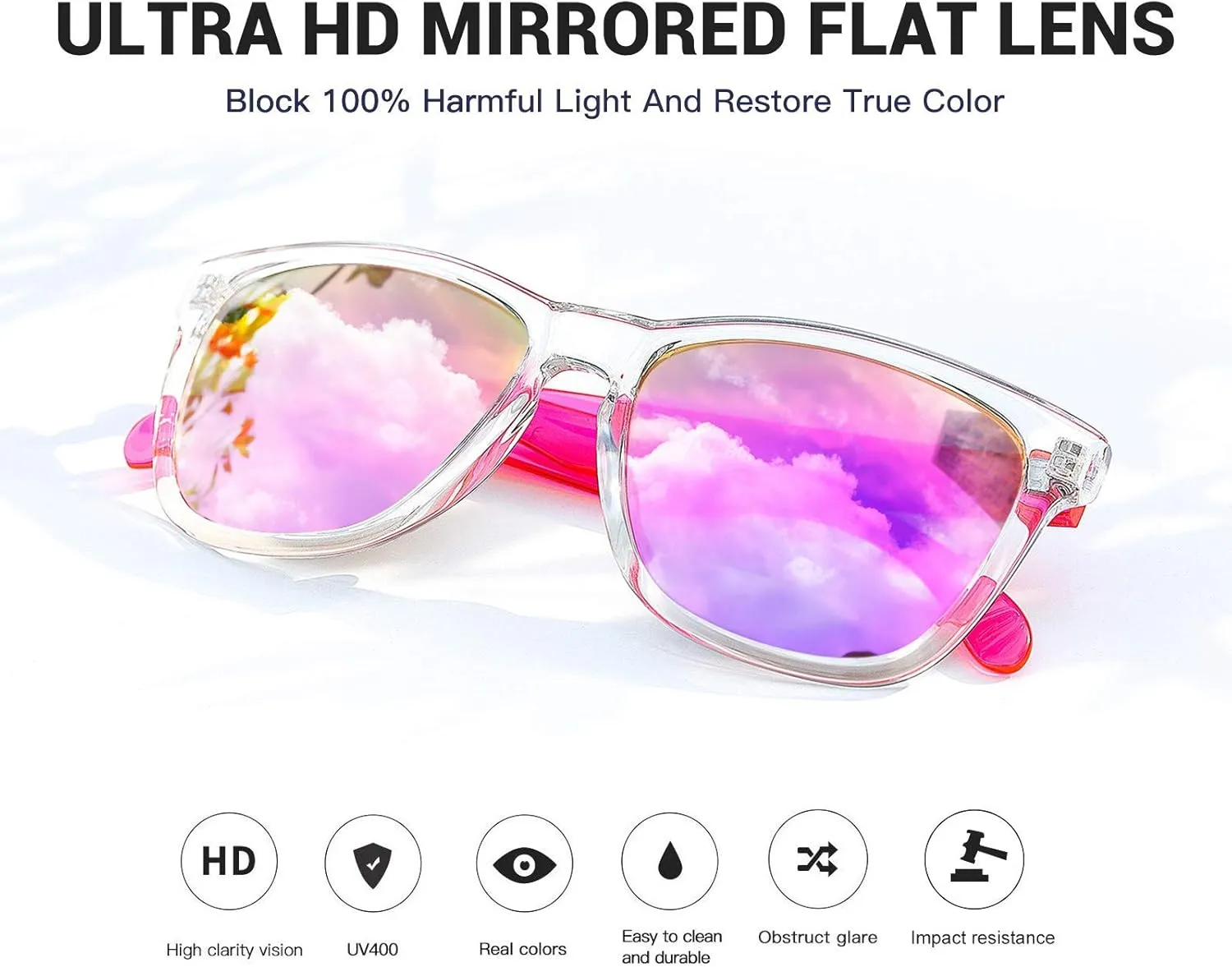 COLOSSEIN Sunglasses Womens,Classic Square Frame UV400 Mirrored Lens,Sunglasses Fit For Beach,Vacation,Driving