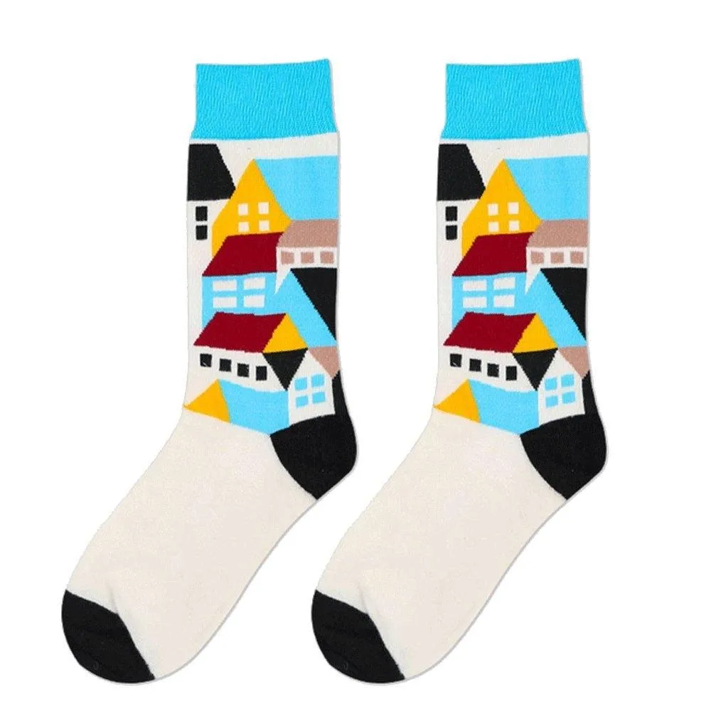 Combed Cotton Funky Casual Knee Socks - Assorted Styles