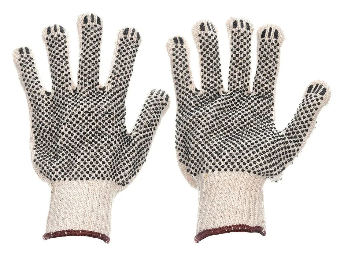 CONDOR PVC Dotted Knit Gloves, XS, Full Finger, Beige