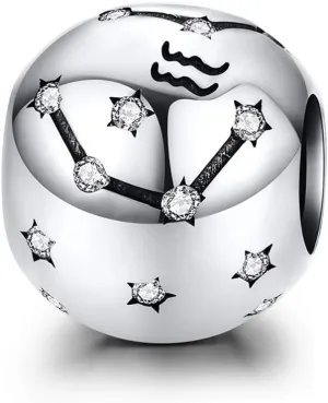 Constellation Charm 925 Sterling Silver Birthday Anniversary Birthstone Family Letter DIY Love Faith Charm for Pandora Charm Bracelet