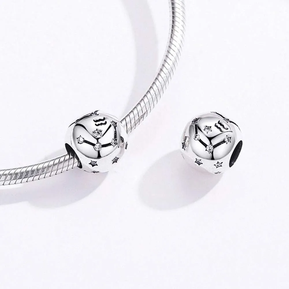 Constellation Charm 925 Sterling Silver Birthday Anniversary Birthstone Family Letter DIY Love Faith Charm for Pandora Charm Bracelet