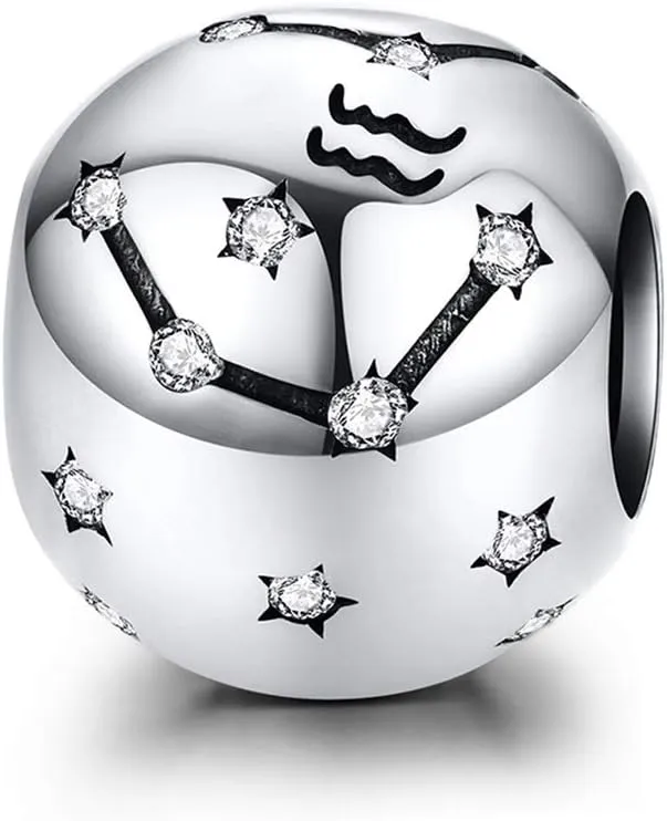 Constellation Charm 925 Sterling Silver Birthday Anniversary Birthstone Family Letter DIY Love Faith Charm for Pandora Charm Bracelet