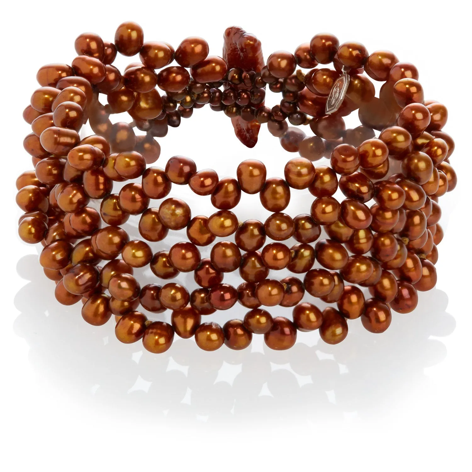 Copper Freshwater Pearl 5 Strand Bracelet